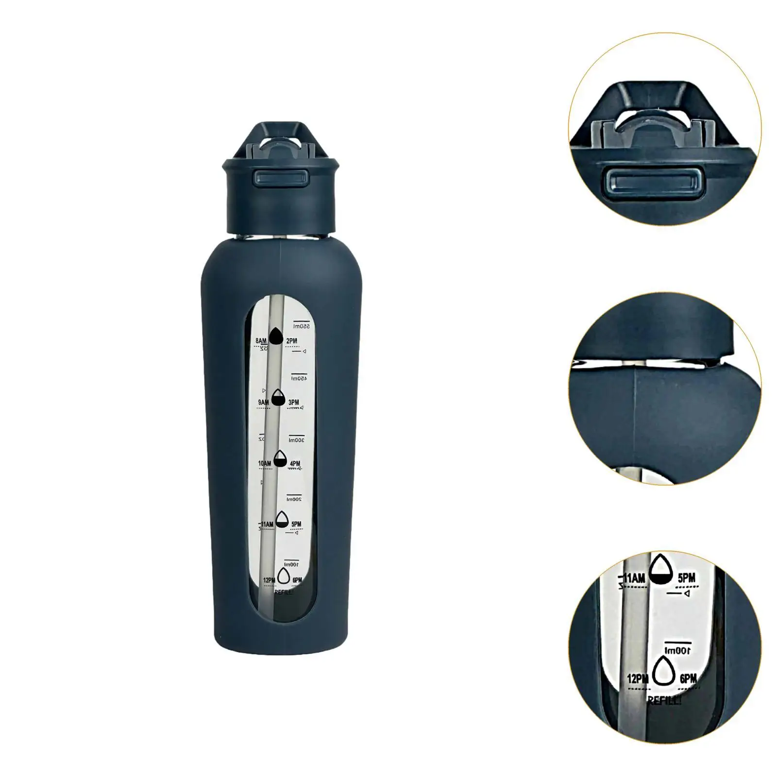 Glass Water Bottle with Time Marker for Outdoor Cycling