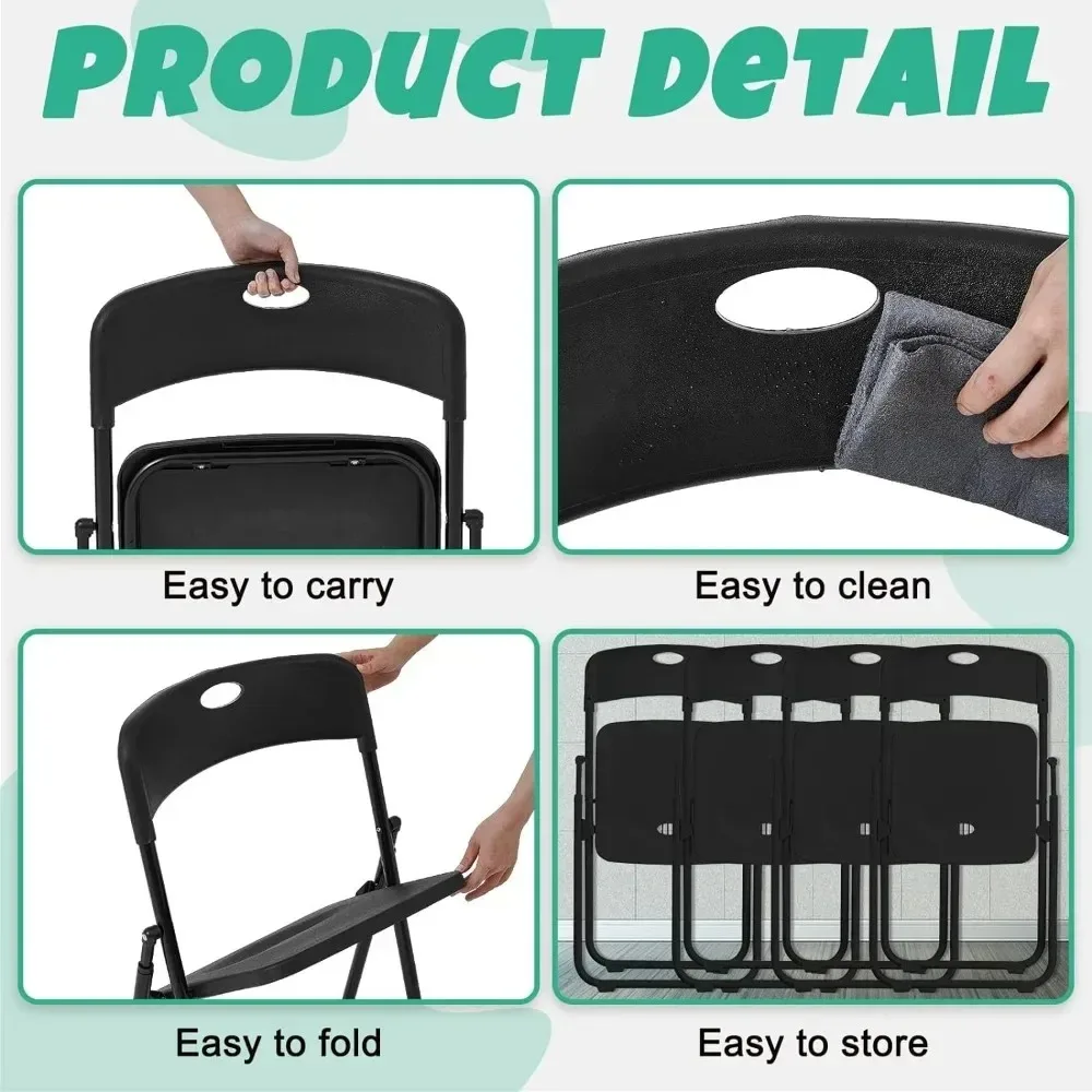 20 Pcs Plastic Folding Chair Steel Folding Dining Chairs Folding Chairs Bulk Fold up Event Chair Portable Commercial Chair 4