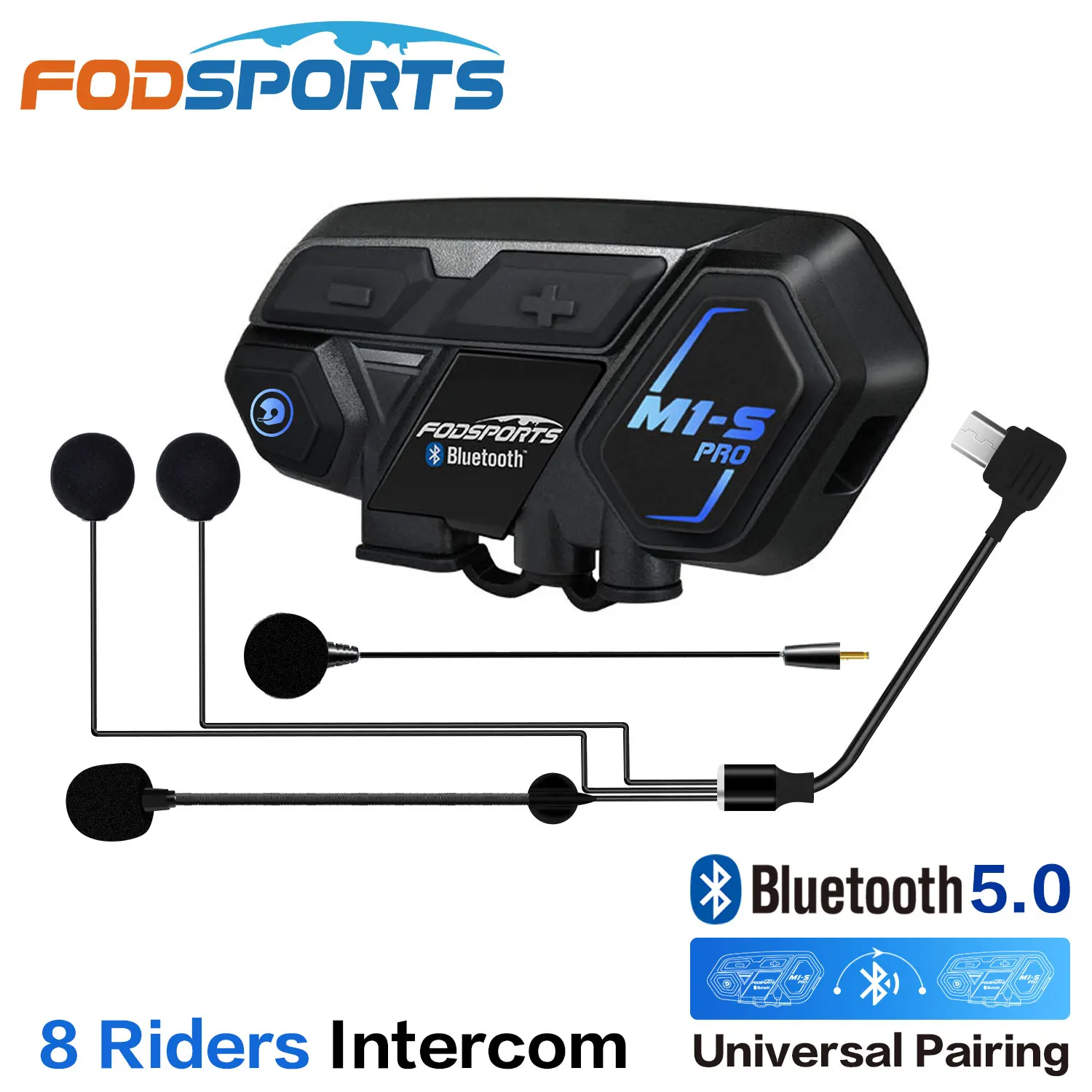 Fodsports M1-S Pro Intercomunicador Moto Casco Auricolare Bluetooth Interfono Moto Rcycle Intercom Impermeabili Radio Fm