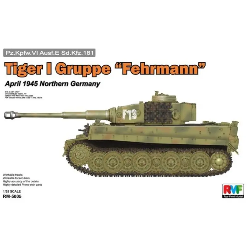 Rye Field Model Rfm Rm-5005 1/35 Tiger I Gruppe "Fehrmann" April 1945 - Scale Model Kit