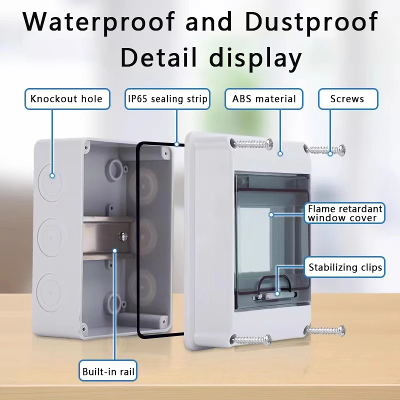 HT Series 5/8/12/15/18/24 Ways IP65 Waterproof Electrical Distribution Box Circuit Breaker PC ABS Plastic MCB Power Junction Box electrical distribution box
