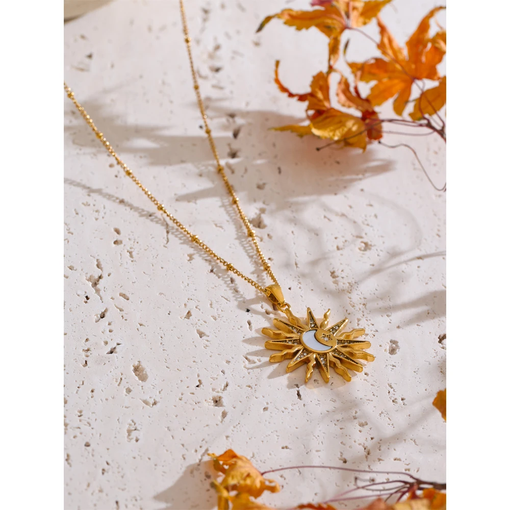 Yhpup Pendant Necklace Stainless Steel Golden Collar