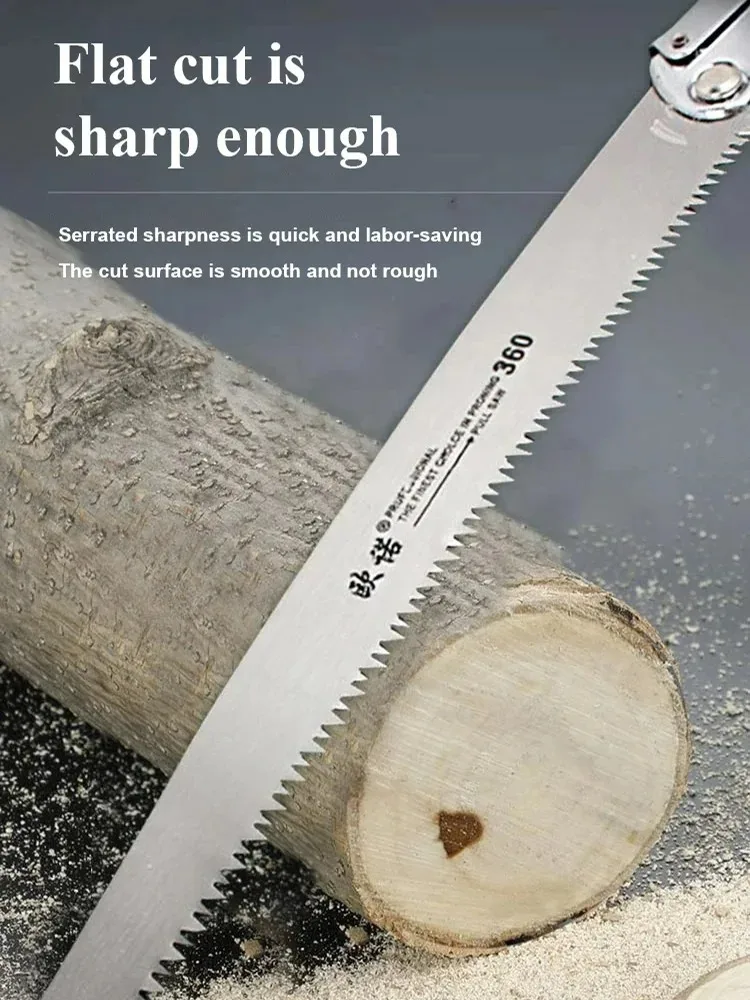 folding logging saw 14inch manganese steel For Wood Branches Cutting Tree Trimming Bamboo Pruning Bone 3 sided tooth safety lock 5
