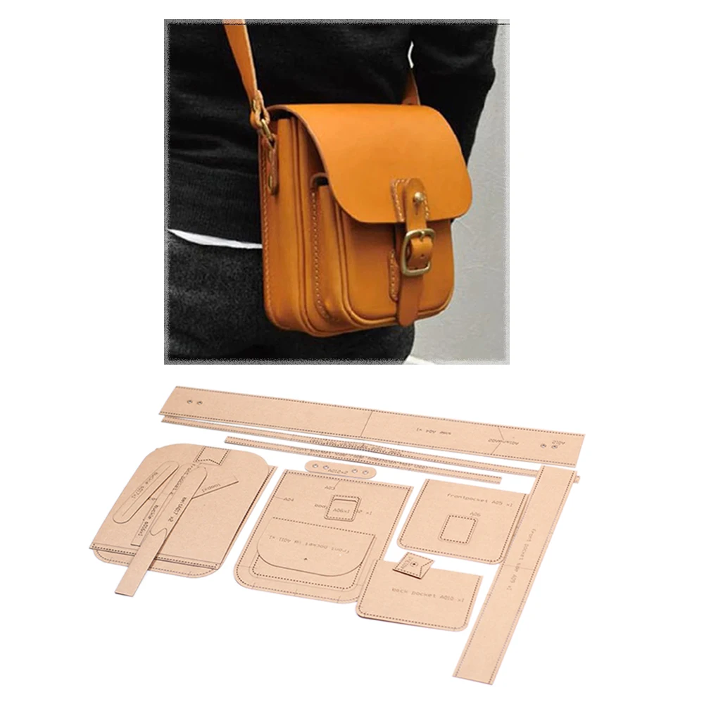 diy Leather craft multi double layer shoulder bag die cutting kraft paper sewing pattern hollowed stencil template 22x17x10cm