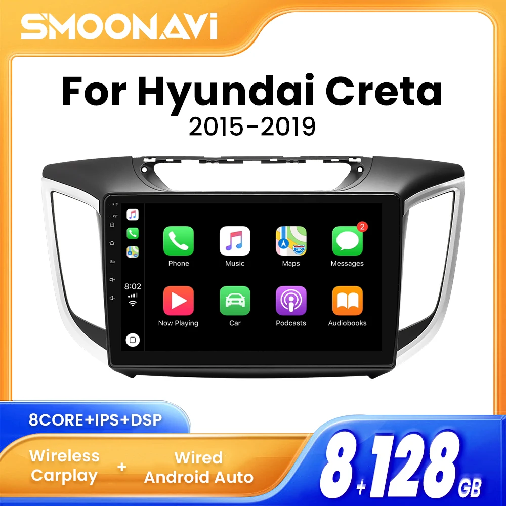 

Android 12 Wireless Carplay Car Radio Player For Hyundai Creta IX25 2015-2019 AutoRadio DSP Multimedia IPS RDS 4G Wifi 8GB 128GB