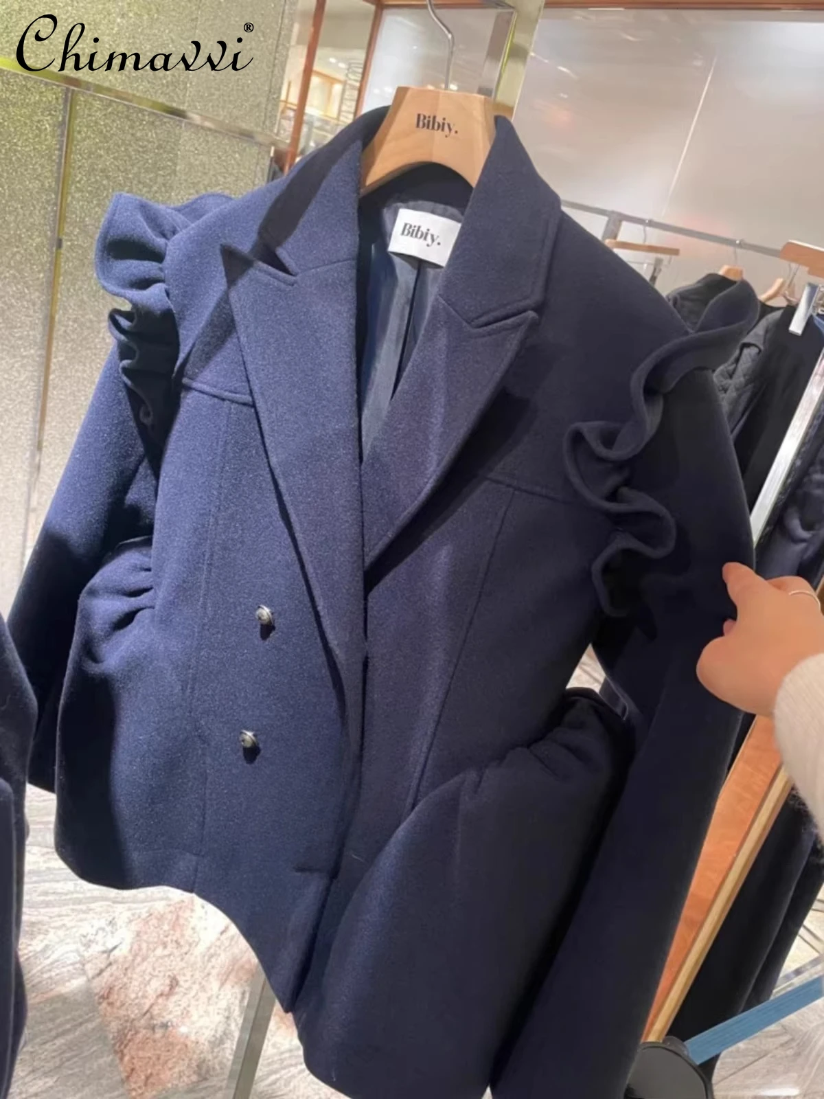 Japan Ruffle Jacket Japanese Style Ruffled Flying Sleeve Blazer Collar Jacket Autumn New ...
