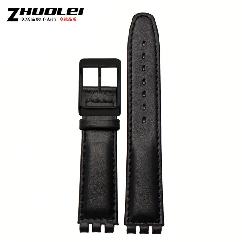 Genuine Leather Watch Strap with Steel Buckle in Multiple Colors