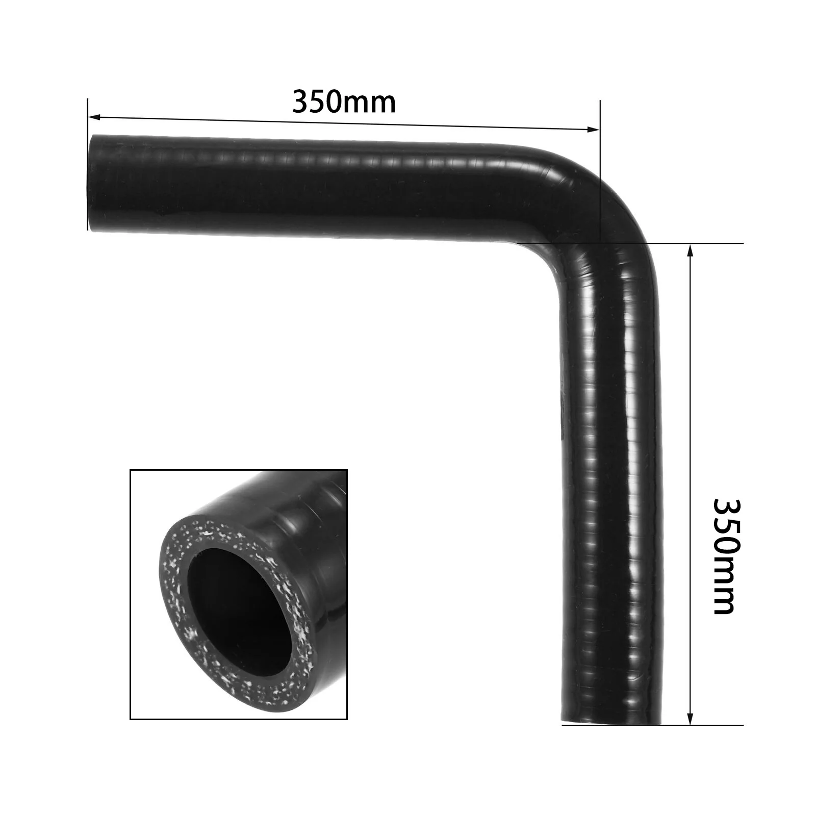 90 Degree ID 19mm 25mm Elbow Turbo Inte​rcooler Pipe Silicone Coupler Hose (350mm) Long Leg Inside Diameter