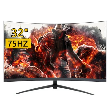 게이머 HD 게이밍 모니터, 데스크탑 LCD 커브드 스크린 모니터, PC 디스플레이 게이머용, 32 인치 모니터, 75hz 모니터, 1920x1080p HDMI 모니터