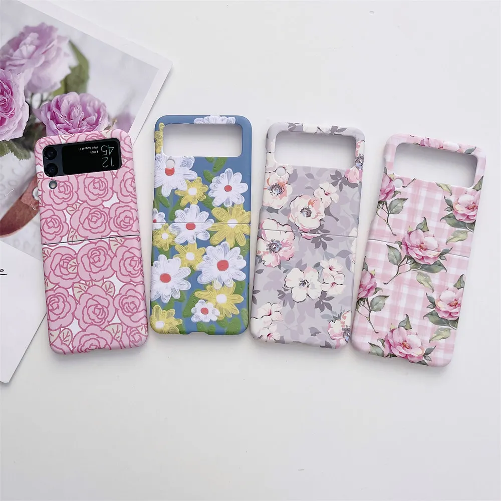 Uslion Fashion Retro Flower Phone Case For Samsung Galaxy Z Flip3 5g