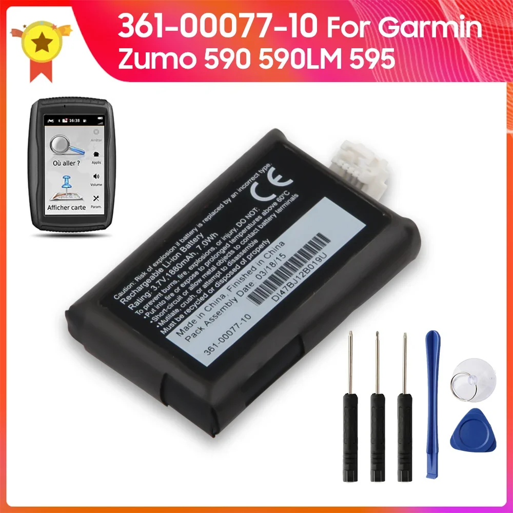 Batteria Di Ricambio Per Orologio 361-00077-10 Per Garmin Zumo 590 590Lm 595 010-12110-003 616-00077-00 616-00077-10 361-00077-00 1880Ma
