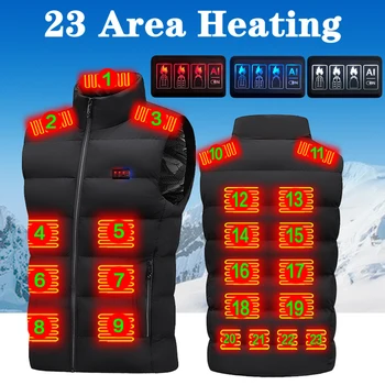 Unisex 23 Heated Zones Vest Fleece Body Warmer Heating Vests Jackets USB Electric Thermal Waistcoats For Winter Cycling Fishing 4