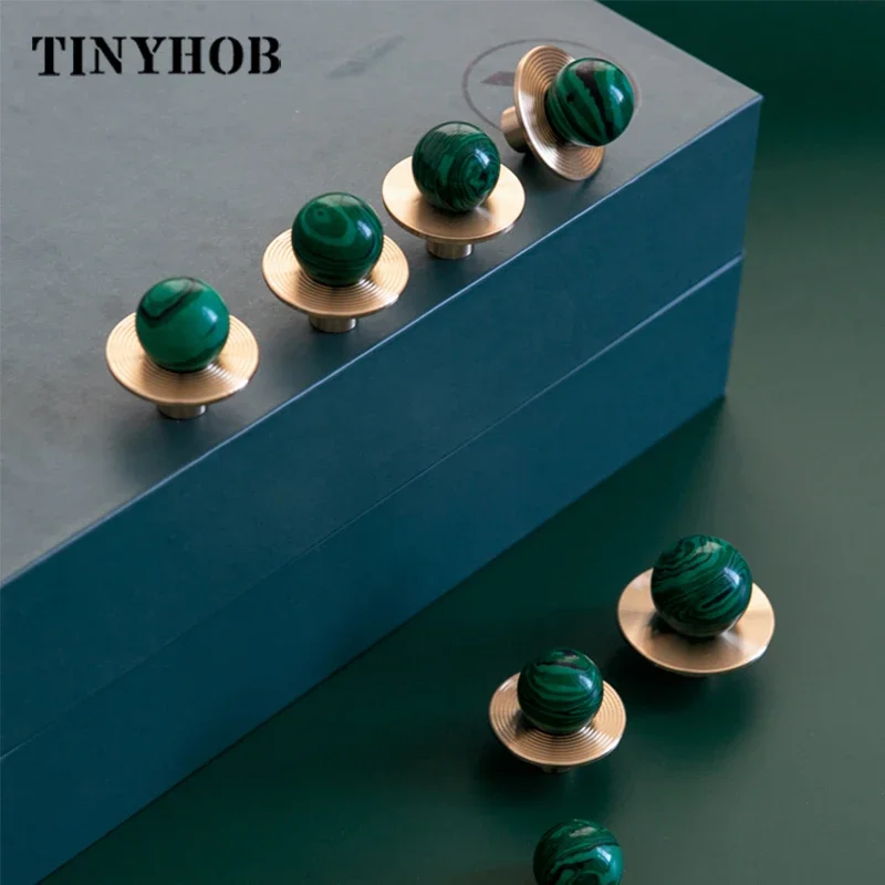Natural Stone + brass Knobs Cabinet Knob Handle Dresser Knobs Drawer Pulls Furniture Hardware Elegant Green