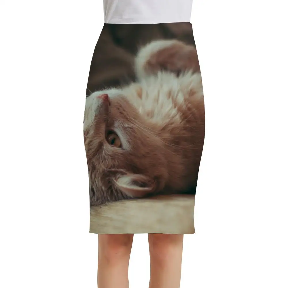 

KYKU Cat Skirts Women Animal Pencil Cute Office Print Skirt Ladies Skirts Womens summer Cool Fashion New