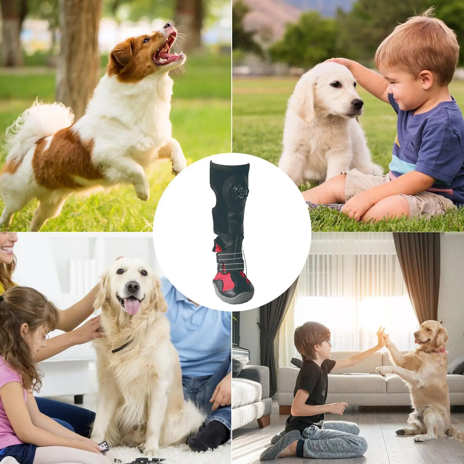 강아지 보호 부츠, 교정 및 조절 가능, 엉덩이 꿈질 방지, 미끄럼 방지, 발바닥 끌림 방지, 걷기, 달리기, 야외 활동용 보호대
