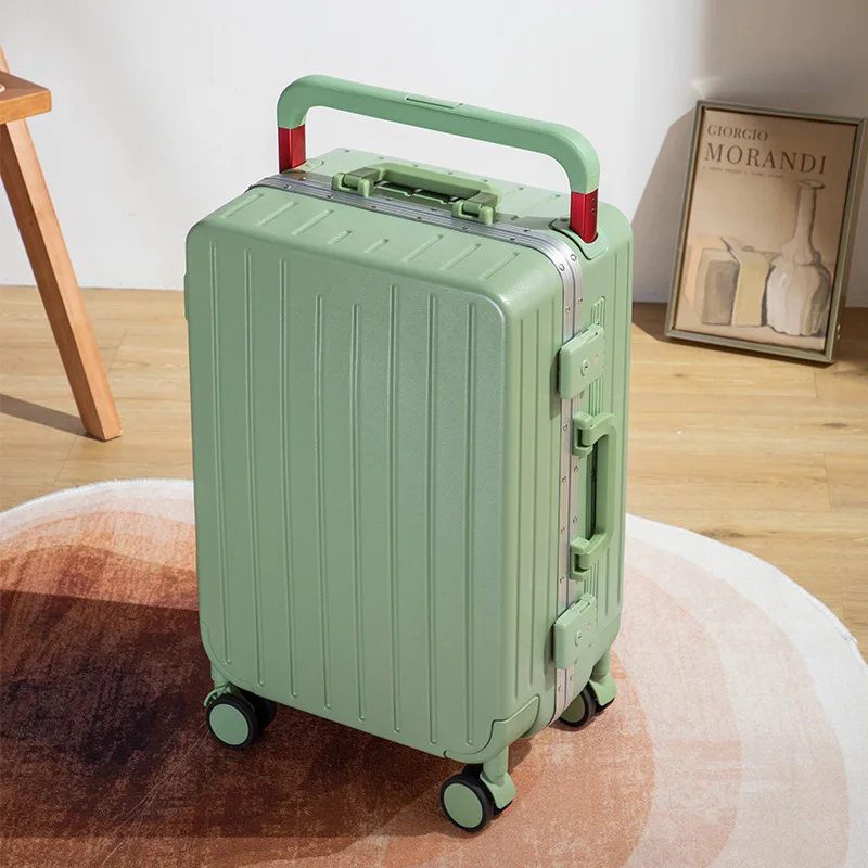 PLUENLI Suitcase Men Universal Wheel Password Lock Alloy Trolley Case Large Capacity Size Sturdy Hook Women Travel Luggage Case