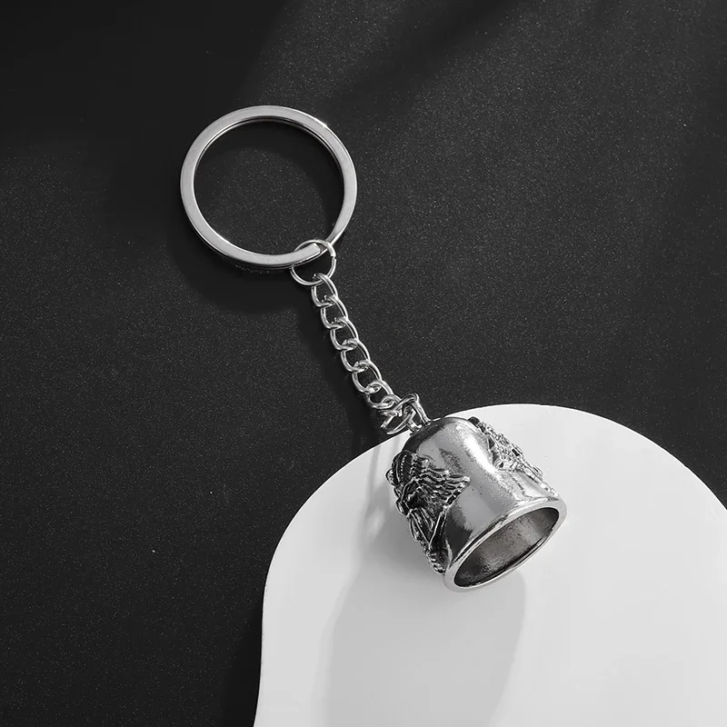 Motorcycle Bell Keychain Stylish Guardian Angel Wings Men Biker Exorcist Jewelry Accessory