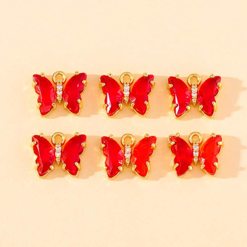 3Pcs 9x11mm Neue Mode Bunte Glas Kristall Kleine Schmetterling Charms Für DIY Schmuck Machen Ohrringe Beliebte halskette Anhänger – Detail 9