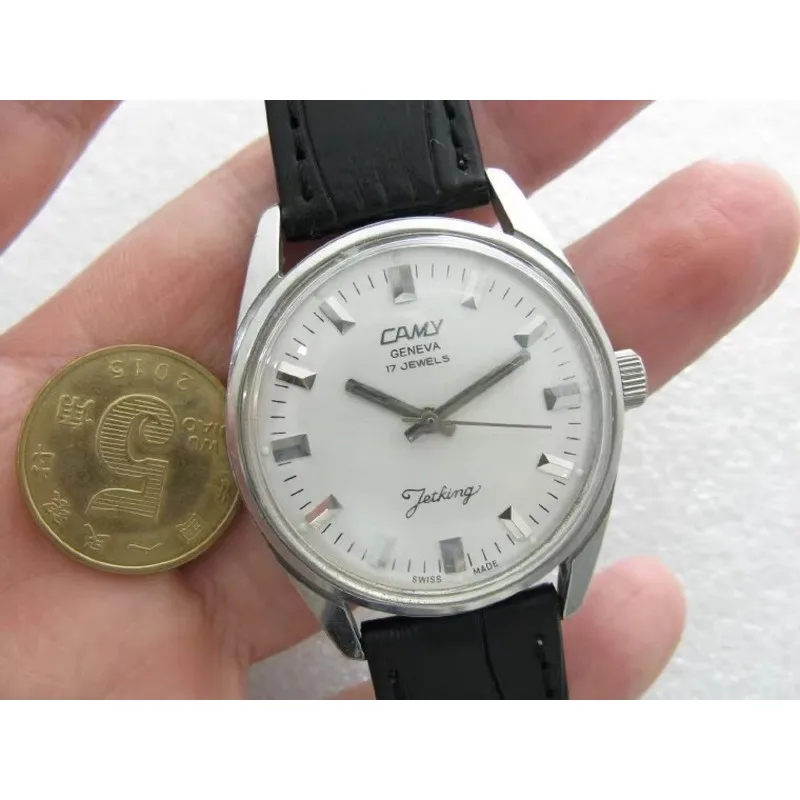 CAMY-Montre Vintage Suisse pour Homme, Acier, Geneva, Échelle ETA