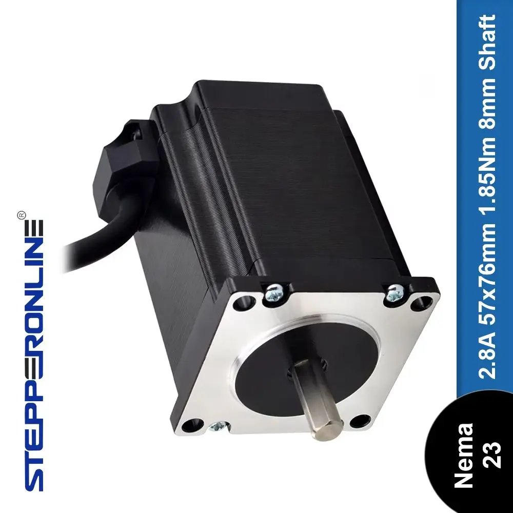 STEPPERONLINE Nema 23 스테퍼 모터 1.85Nm 바이폴라 76mm 1.8deg Φ8mm D-CUT 샤프트 2.8A 57 스텝 모터 4선 CNC