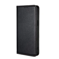 Elegant Magnetic Flip Leather Wallet Case with Card Holder - Premium Protective Cover for TCL 502 (Black)