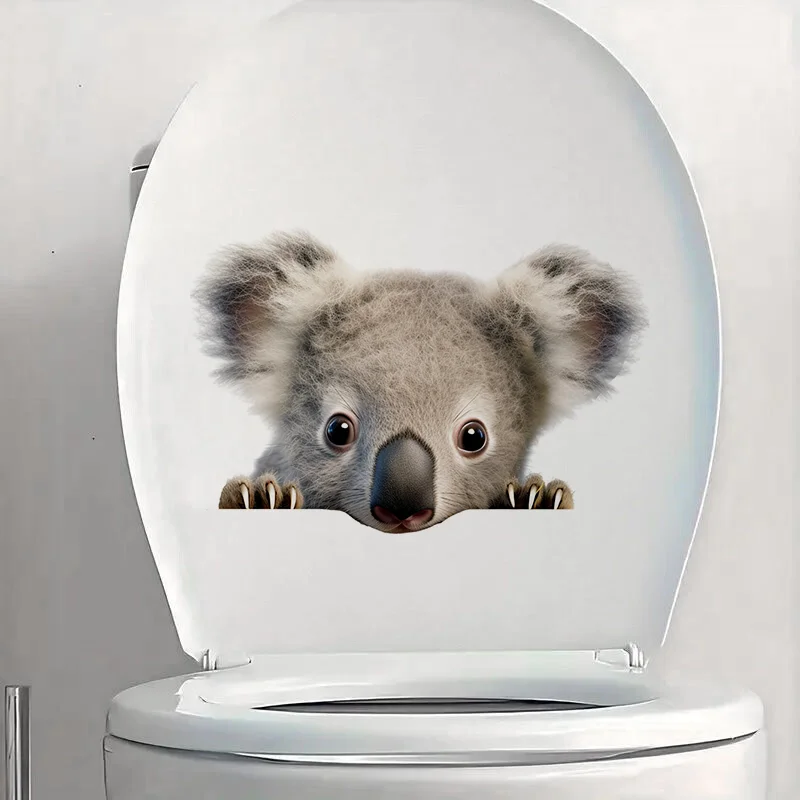 90970# Cute Koala Peeking Out with Big Eyes Toilet Stickers Bright Wall for Home Cabinet Door Decoration Vinyl Car Decals