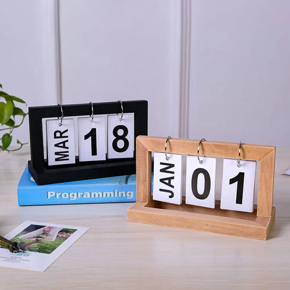 Bambus Holz gelb umwelt freundliche Kalender Fotografie Dekor ewigen Kalender Schreibtisch Dekor alte Holz farbe