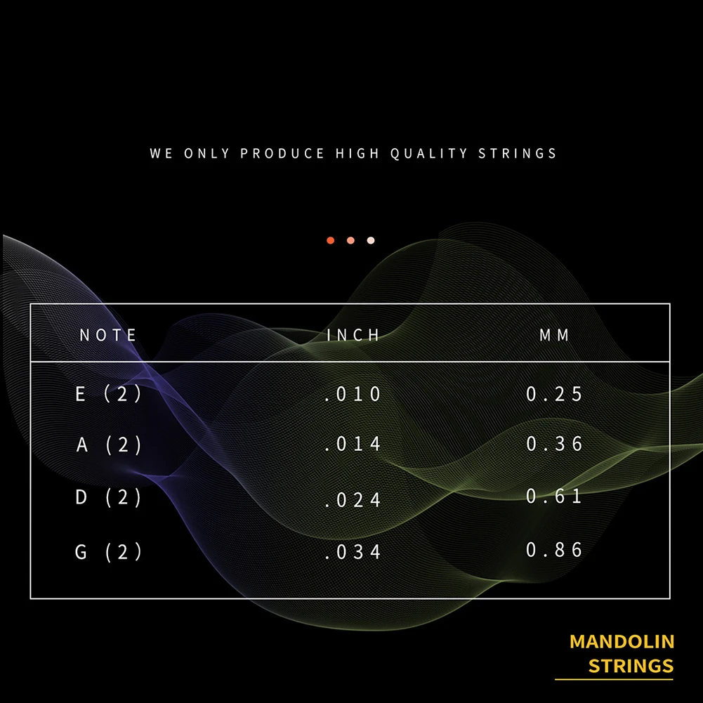 Mandolin Strings Set Plated Silver Plated Coated Copper Alloy Wound Mandolin Parts Stringed Instrument Accessories 8pcs/Set