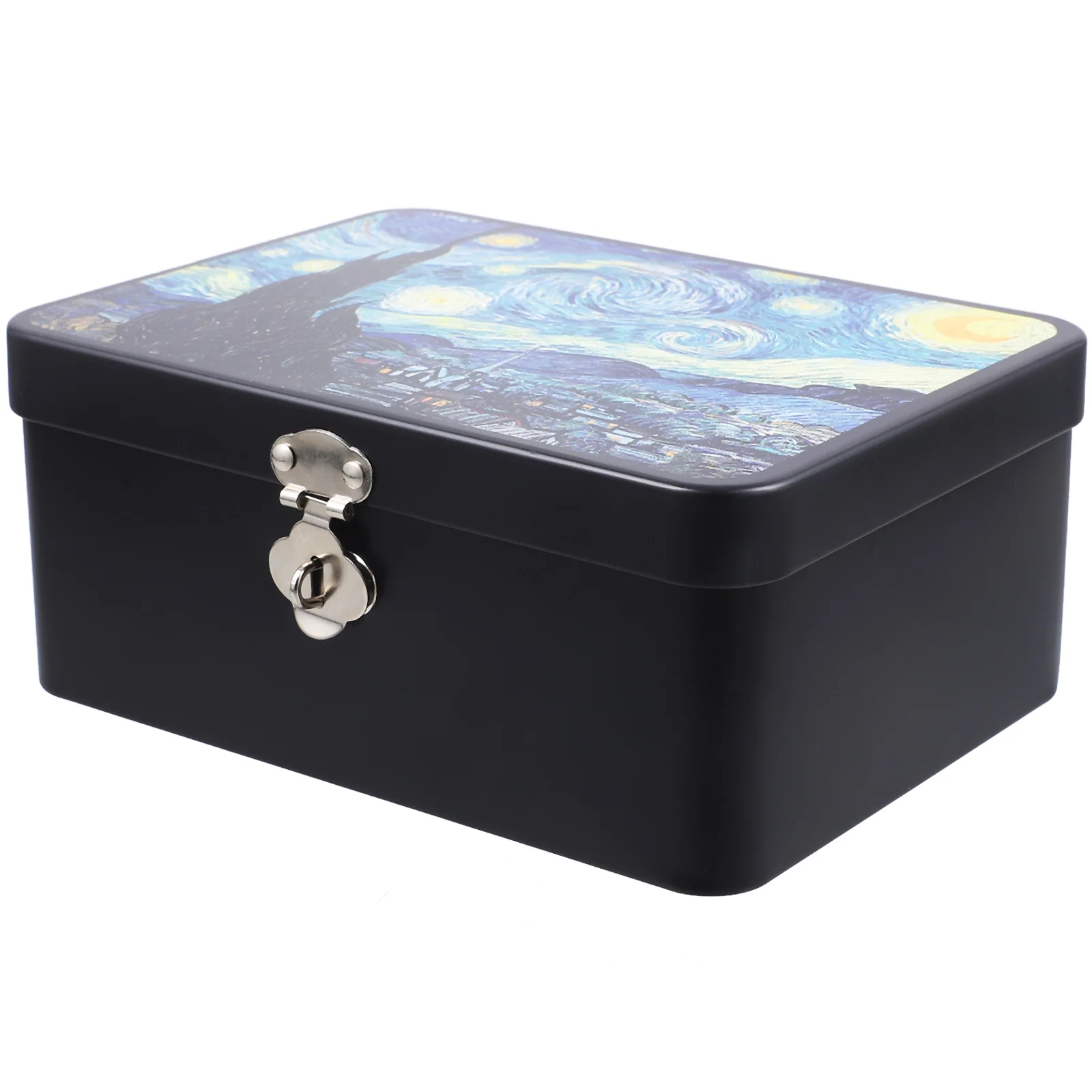 

Retro Tinplate Storage Box with Key Lock Privacy Personal Organization Compartment Xingkonghao Case Desktop Boxes Piggy Bank