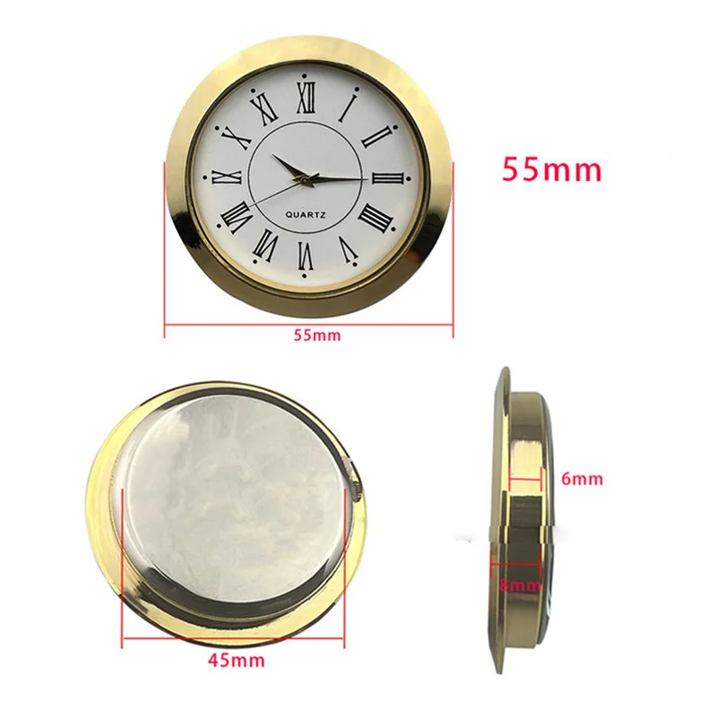 Watch Dial Accessories Watch Face Accessories Clock Movement Parts 55mm Quartz Watch Clock Head Tongue & Groove Crafts Alloy Watch Clocks Head Round Dial Quartz Wall Clock watches Accessories