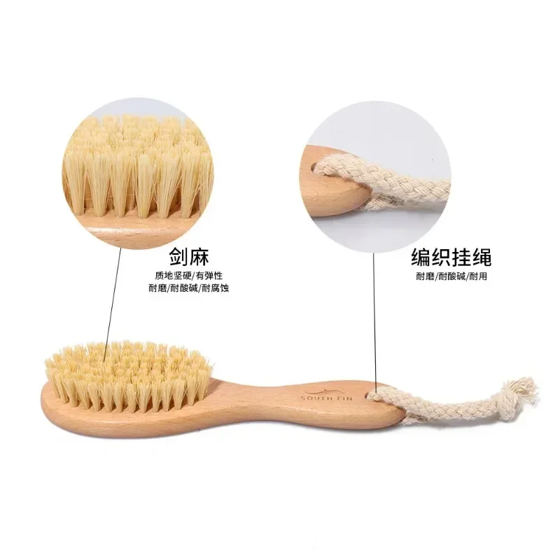너도밤나무 소형 검 대마 바디 케어 브러쉬 (건식 또는 습식 목욕 마사지용)