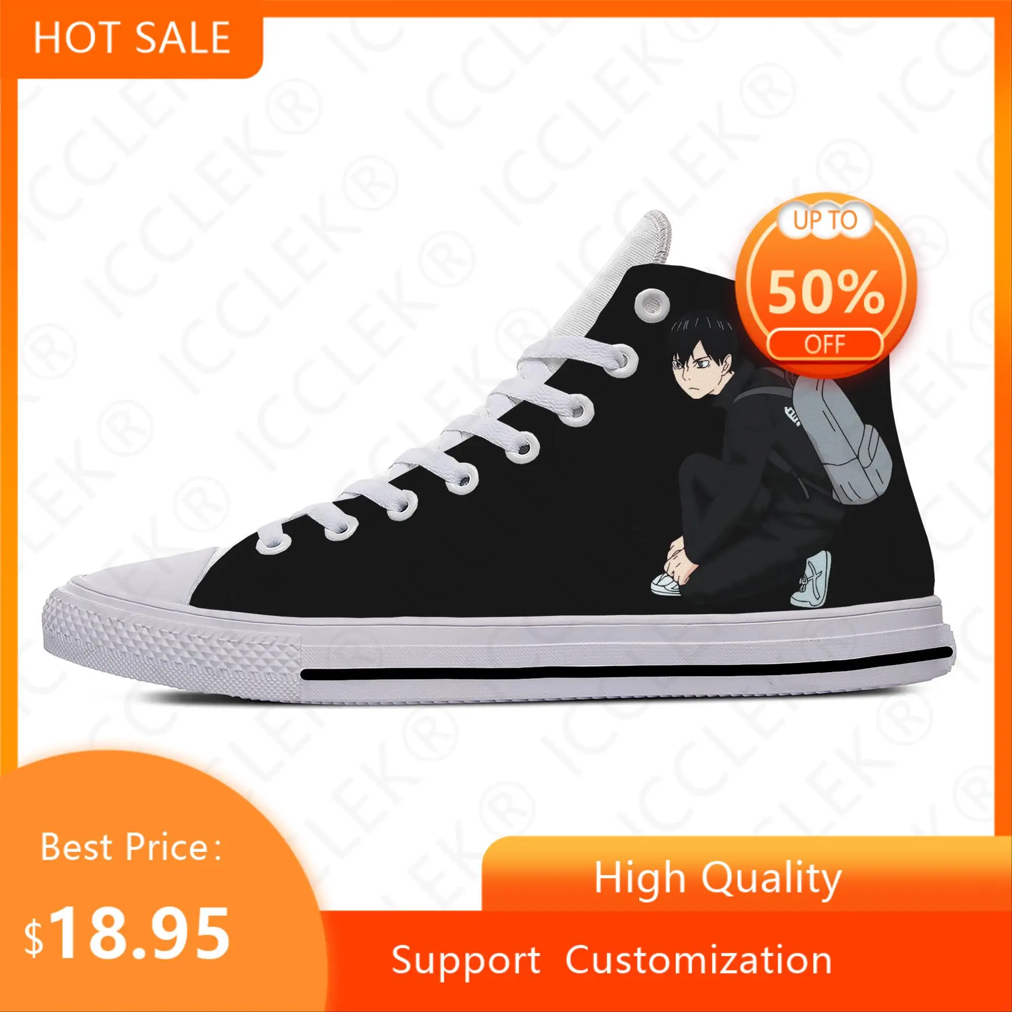 

Anime Manga Cartoon Comic Haikyuu Kageyama Tobio Custom Shoes High Top Lightweight Breathable Teenager Mens Womens Sneakers