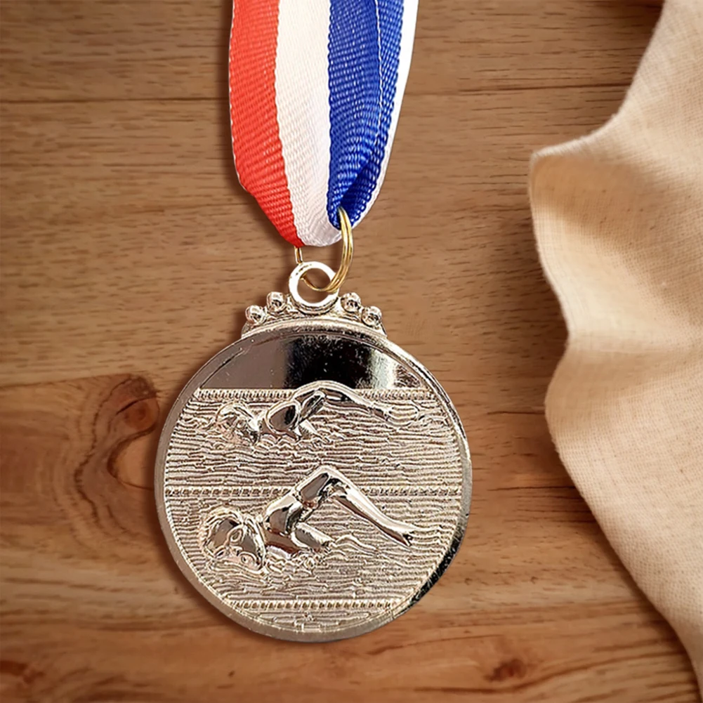 5cm Swimming Medal Award Medals Neck Ribbon Gold/Silver/Bronze 1st/2nd/3rd Place Medals for Sports Competition