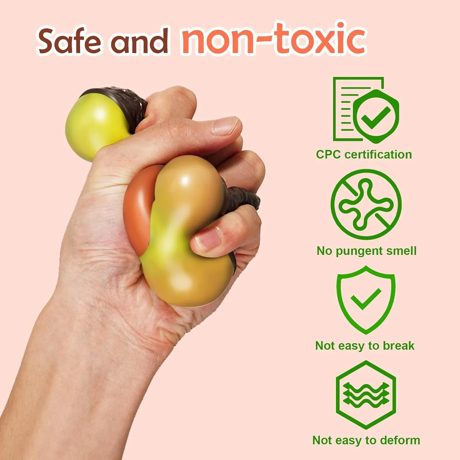 Sensorisch speelgoed in de vorm van een avocado voor kinderen en volwassenen. Fidgetballen, perfect zacht speelgoed ter ondersteuning bij autisme en voor stressverlichting._voghion.com