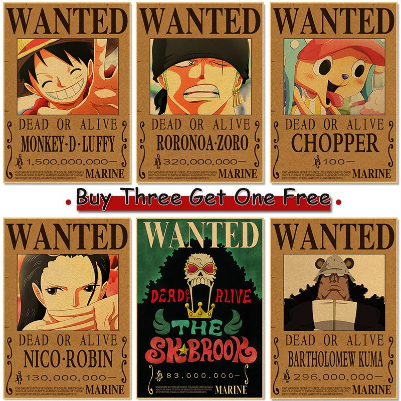 Hot Luffy Action Figure Wanted Poster Craft Print Wall Sticker Vintage  Japanese Anime Stickers One Piece Wallpaper Paintings - AliExpress