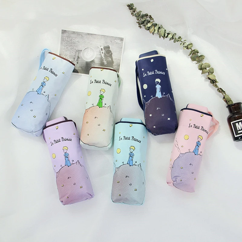 Folding Umbrellas Mini Little Prince Umbrella Rain sun Female Sunny Parasol Pocket Girls Women Gift Umbrella Children's kids