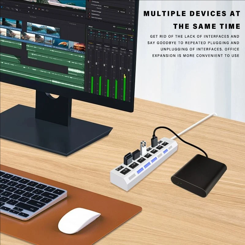 4Port/7Port USB Adapter For Multi Port Use Power Adapter Extender USB 2.0 PC Accessories Mobile Phone Laptop