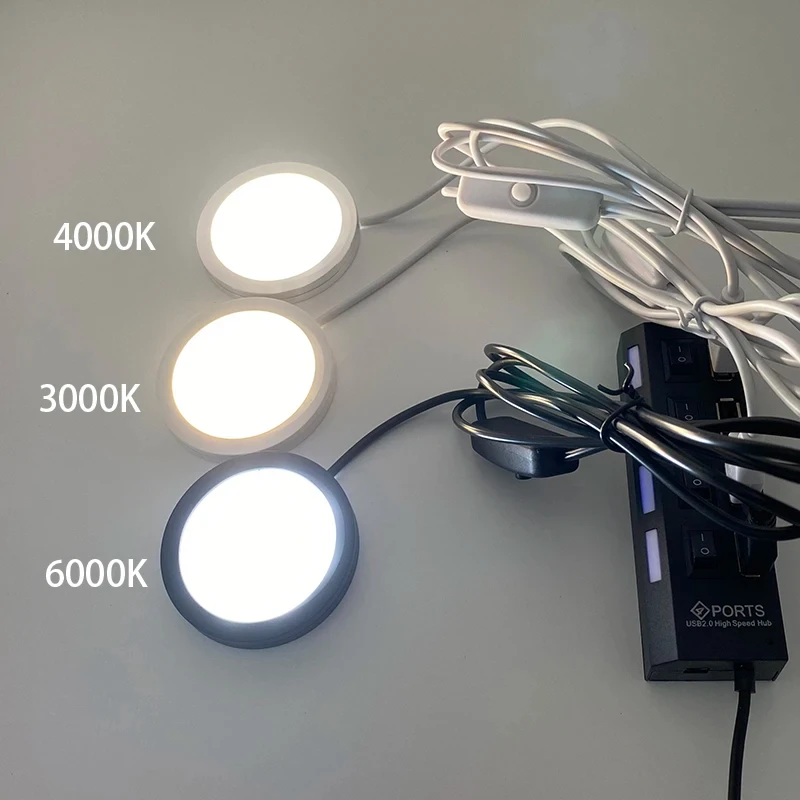 6/10pcs Interior 5V USB Puck Lights Boat Camping Trailer Lights LED Spot Light Van Camper Caravan Lights Motorhome LED Lighting 3