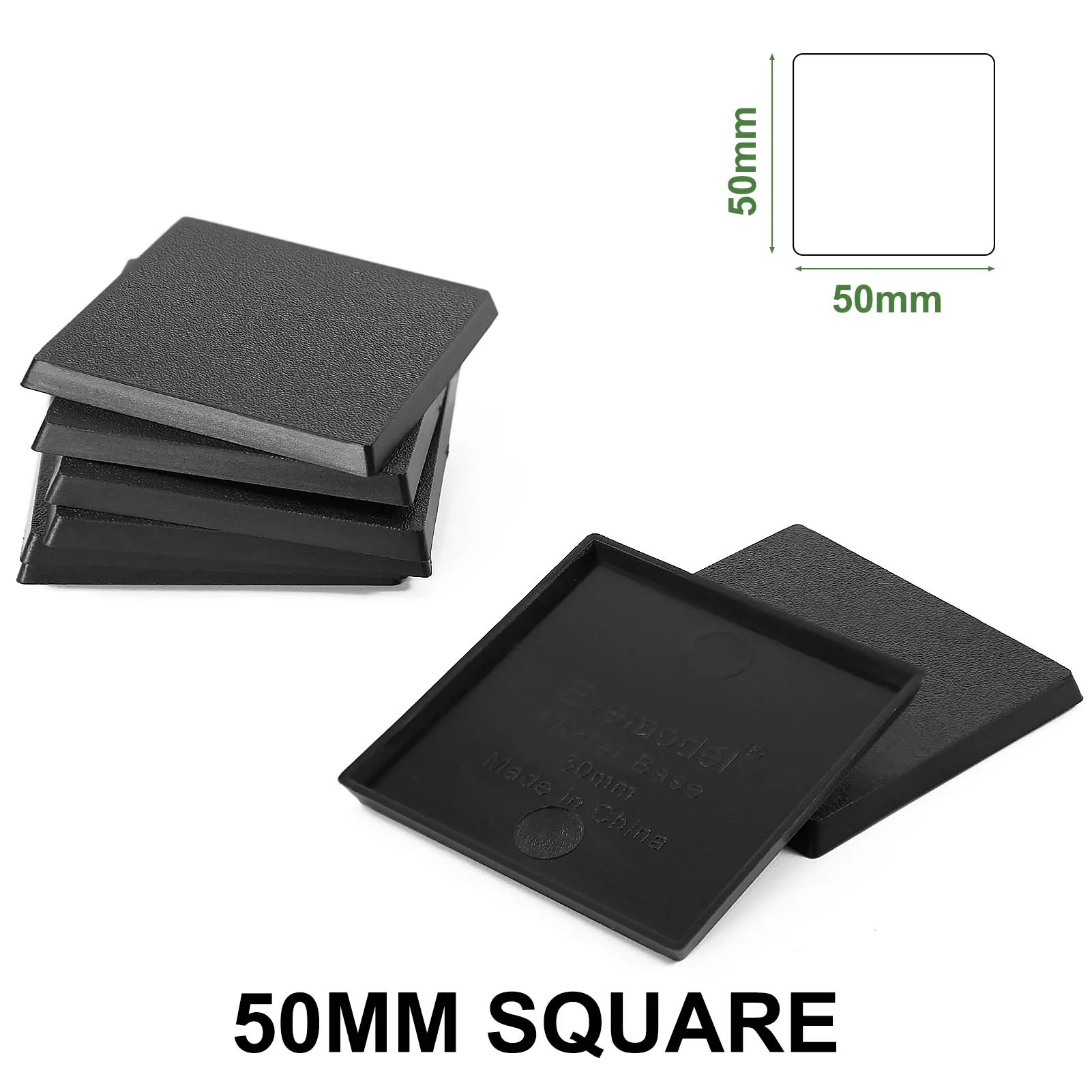 Evemodel 40Pcs 50Mm Basi Quadrate In Plastica Nera In Miniatura Per Warhammer Wargays Mb1050
