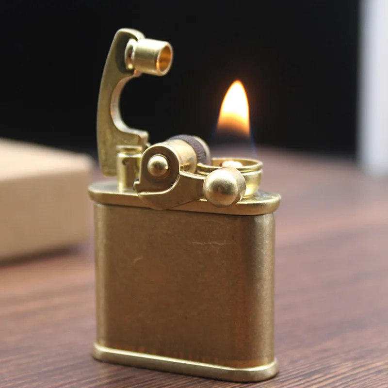 

Brass Vintage Style Flintless Lighter, Windproof Grinding Wheel, Kerosene Tube Lighter, Men's Gift, Cigarette Accessories