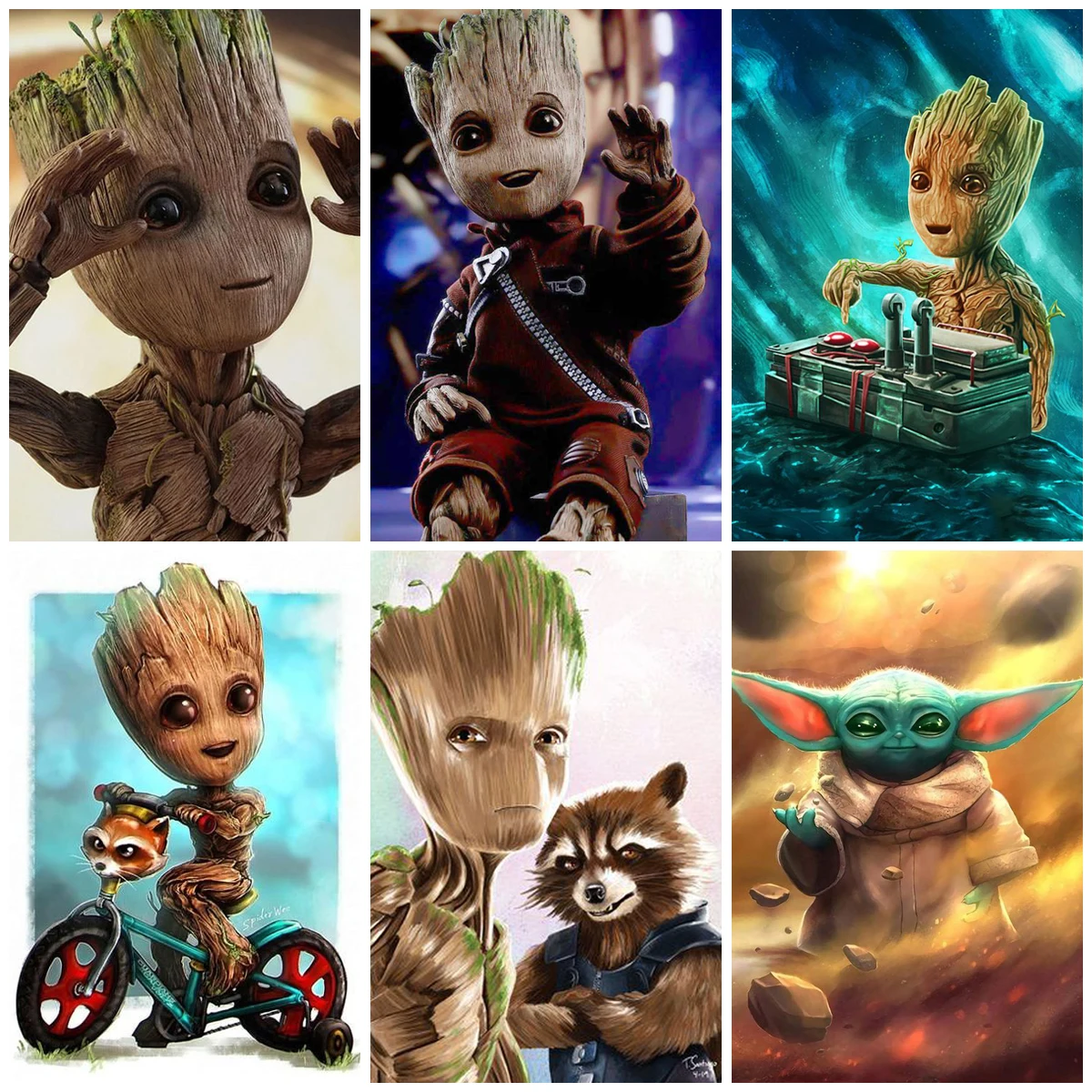 5D Diy Disney Embroidery Cartoon Cute Baby Yoda Diamond Painting Cross Stitch Diamond Mosaic Kids Room Home Decor