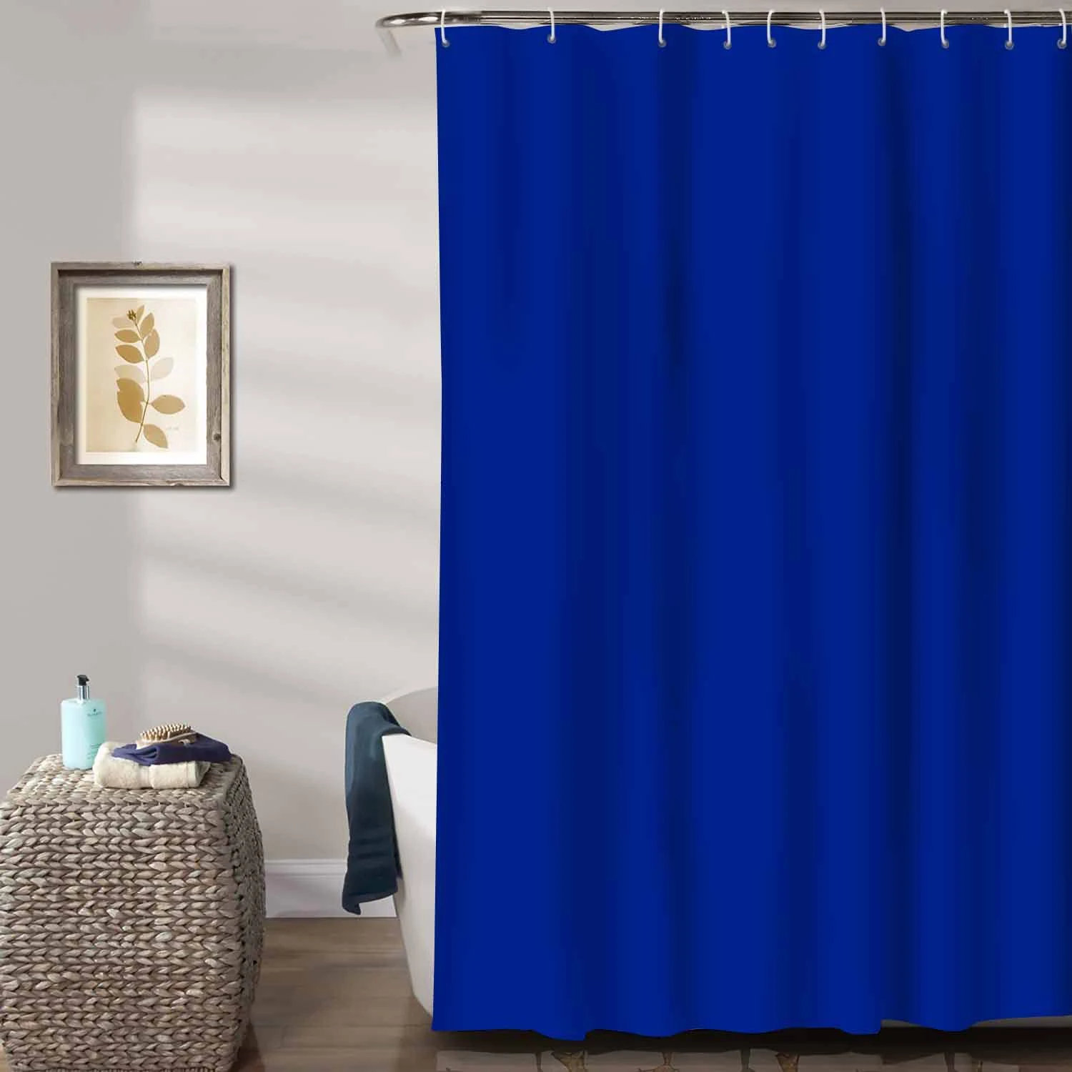 Shower Curtains Blue Solid Color Thickened Waterproof Upgraded PVC Shower Curtain 180 X 200 cm 12 hooks