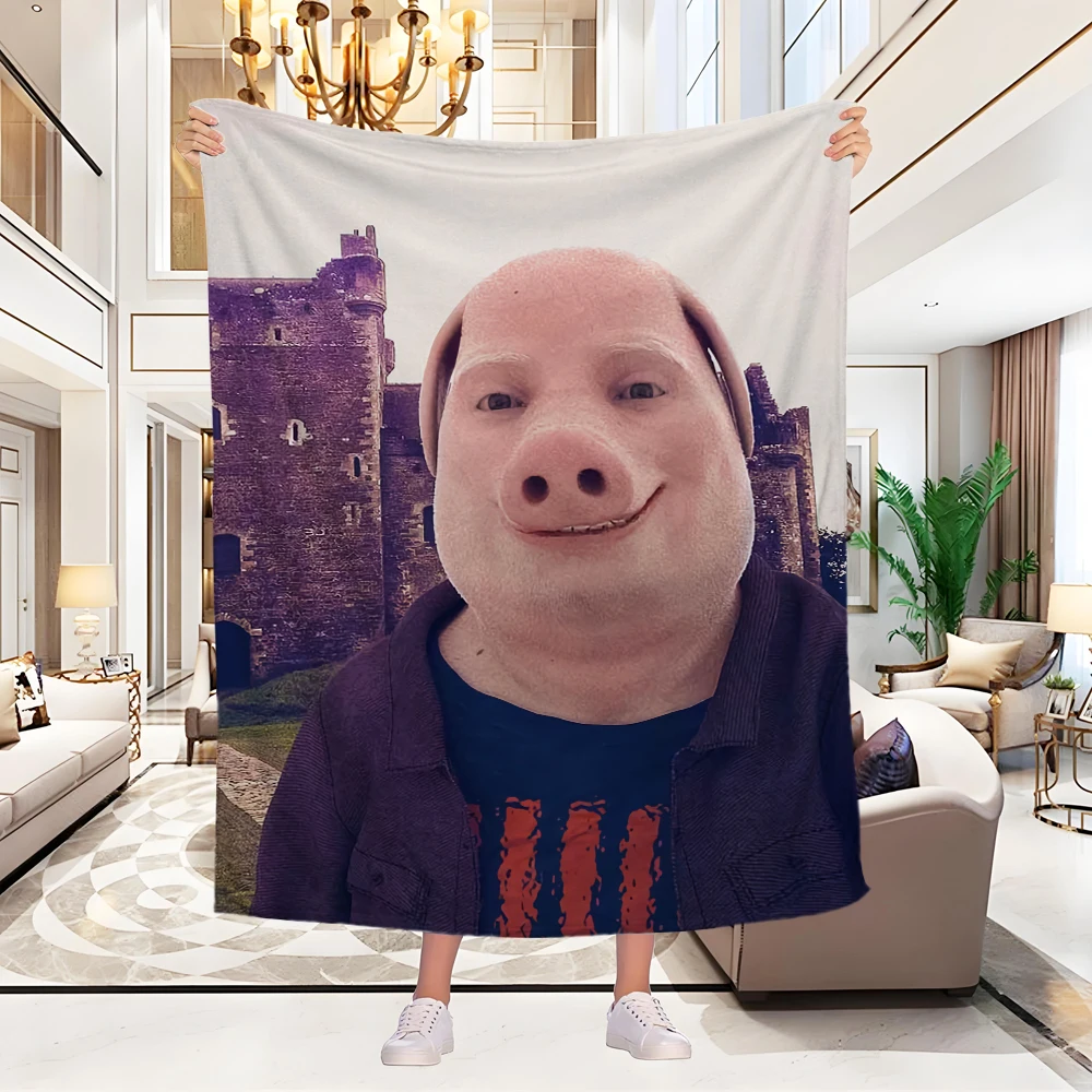 John Pork Smiling Throw Blanket For Baby cosplay anime Sofas Blankets 5
