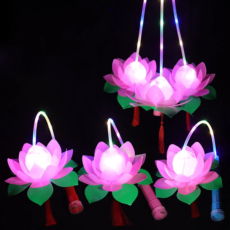 

Children's Light-emitting Toys Creative Simulation Electric Lotus Flash Portable Lanterns Happy New Year Portable Lanterns Toys