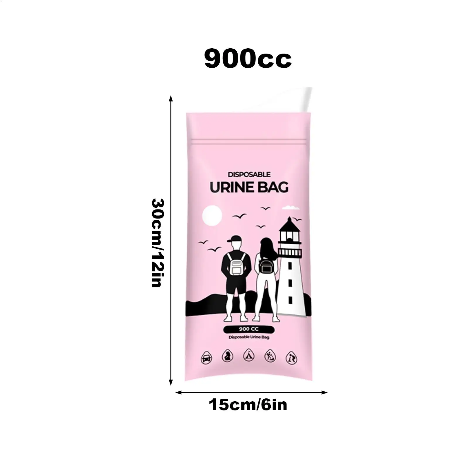 남성용 소변 주머니 누수 방지 900cc 소변 깔때기 휴대용 소변 주머니 남녀노소 캠핑 하이킹 배낭여행 자동차 여행용