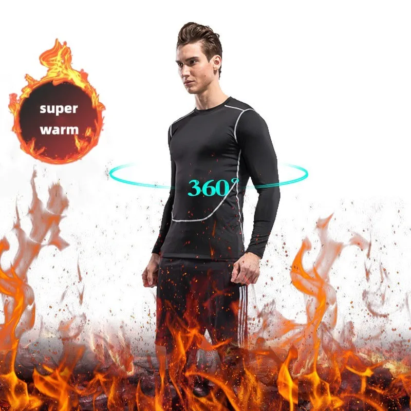 Winter Warm Men Thermal Underwear Clothing Male Sportswear Suits Compression Gym Fitness Fleece Second Skin Long Johns men body shapers leather pants waist trainer high waist shaper control panties compression underwear male fitness stretch shorts