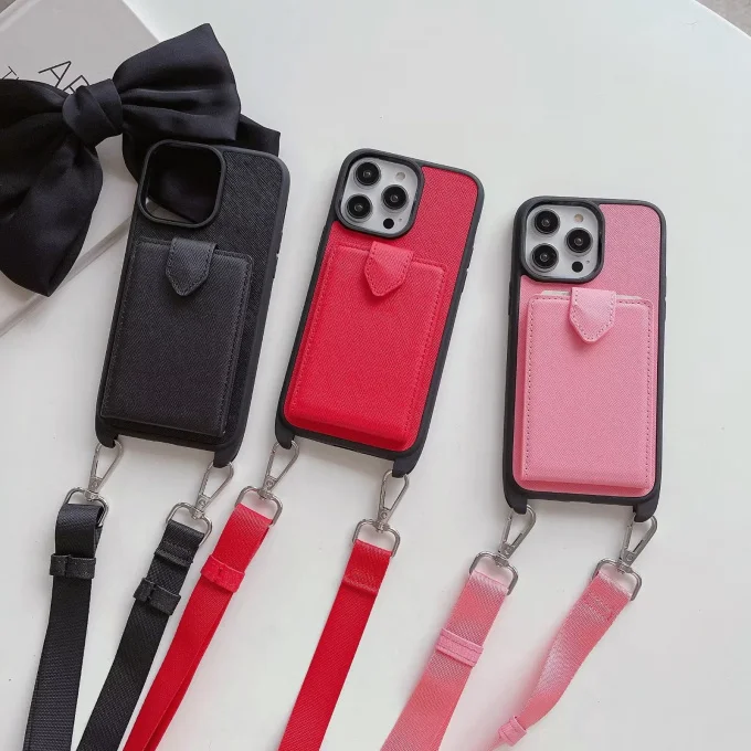 

Модный флип-чехол для Apple 14promax, кожаный защитный чехол через плечо для iPhone 13Pro