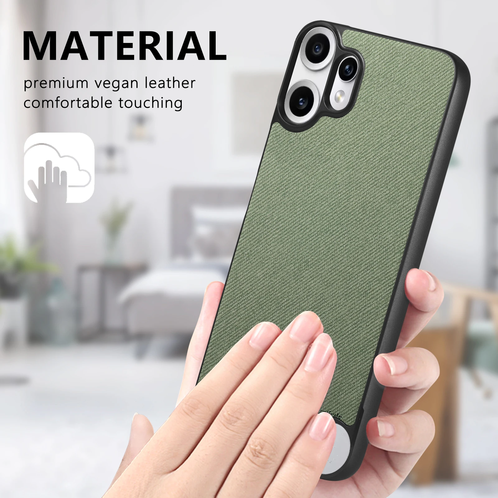 Matte PU Leather Shockproof Phone Case with Soft TPU Frame Protection