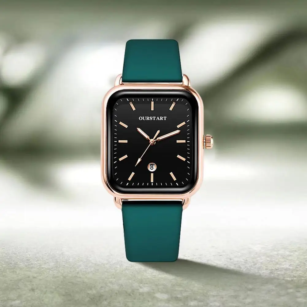 

Silicone Strap Wristwatch Elegant Rectangle Dial Women's Quartz Watch with Silicone Strap Casual Fashion Wristwatch for Ladies