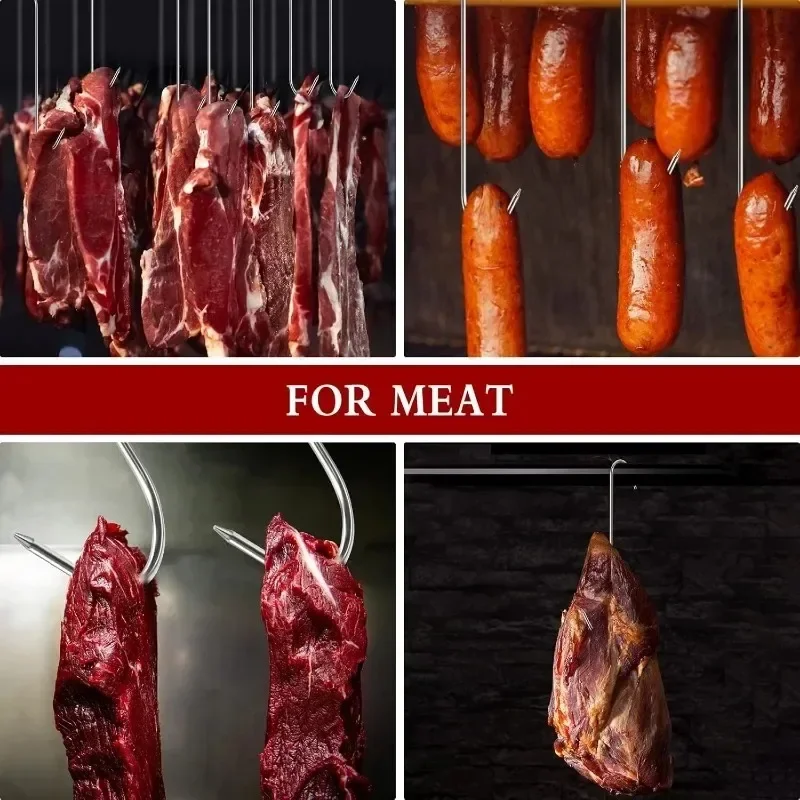 Edelstahl S-Haken mit Scharfer Spitze für Küche, Metzgerei, Grillen, BBQ, Wurstherstellung, Speck und Schinken - S-förmiger Aufhänger – Detail 9